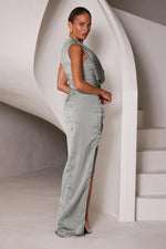 Cowl Ruched Gown - Sage Green