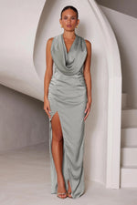 Cowl Ruched Gown - Sage Green