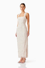 Embellished Square Neck Maxi - Antique