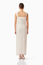 Embellished Square Neck Maxi - Antique