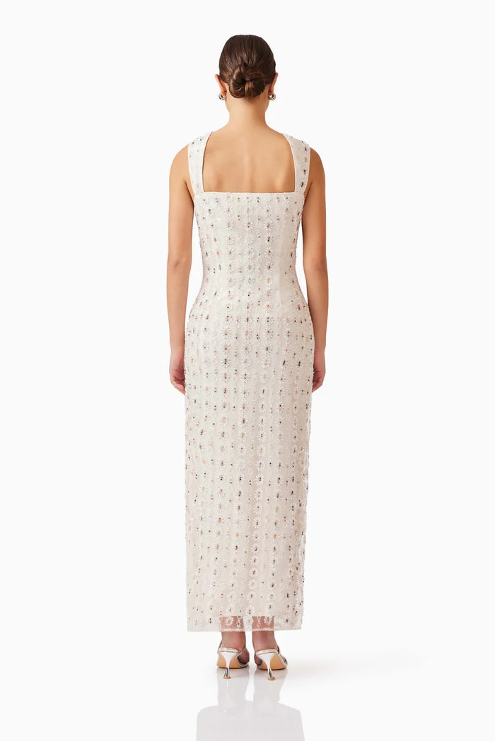 Embellished Square Neck Maxi - Antique