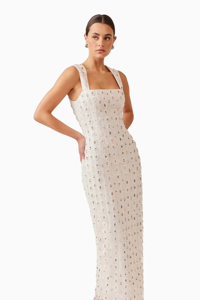 Embellished Square Neck Maxi - Antique