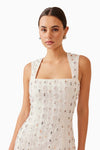 Embellished Square Neck Maxi - Antique