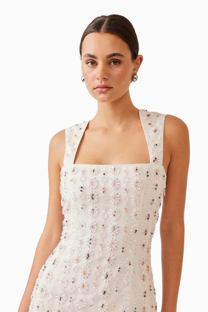 Embellished Square Neck Maxi - Antique