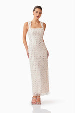 Embellished Square Neck Maxi - Antique