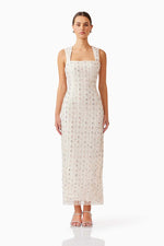Embellished Square Neck Maxi - Antique
