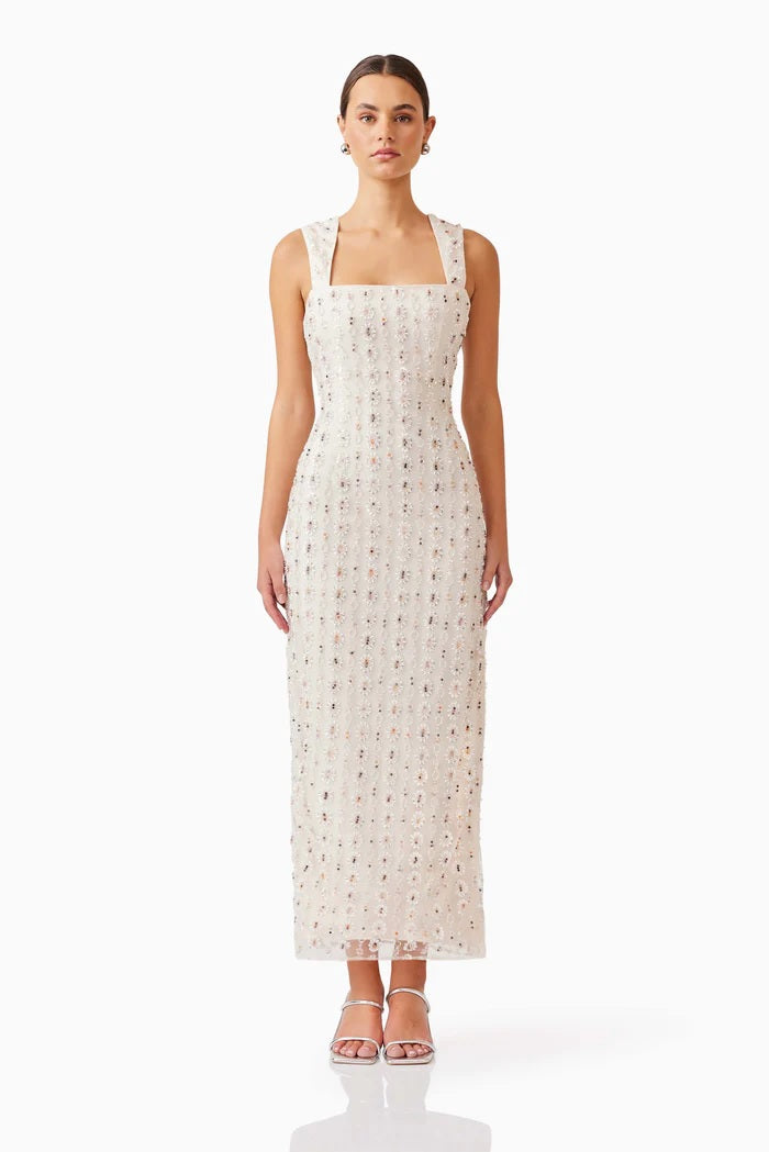 Embellished Square Neck Maxi - Antique