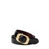Leather Belt with Elongated Buckle - Black