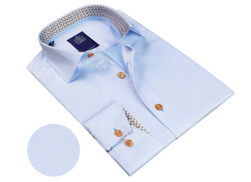 Solid Textured Long Sleeve Shirt - Light Blue