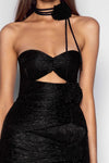 Rose Applique Mini Dress - Black