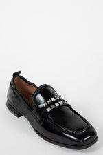 Studded Leather Loafers - Black