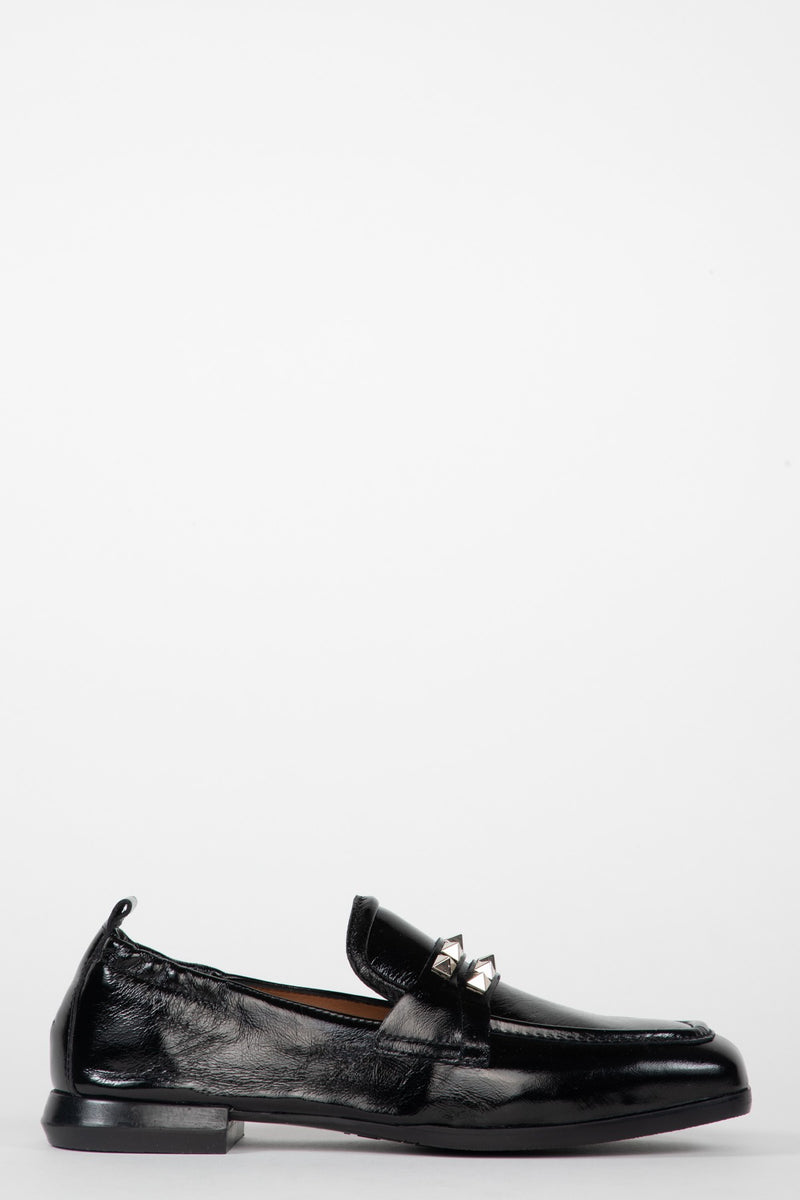 Studded Leather Loafers - Black