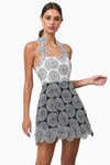 Mesh Halter Mini Dress - Black/White