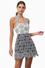 Mesh Halter Mini Dress - Black/White
