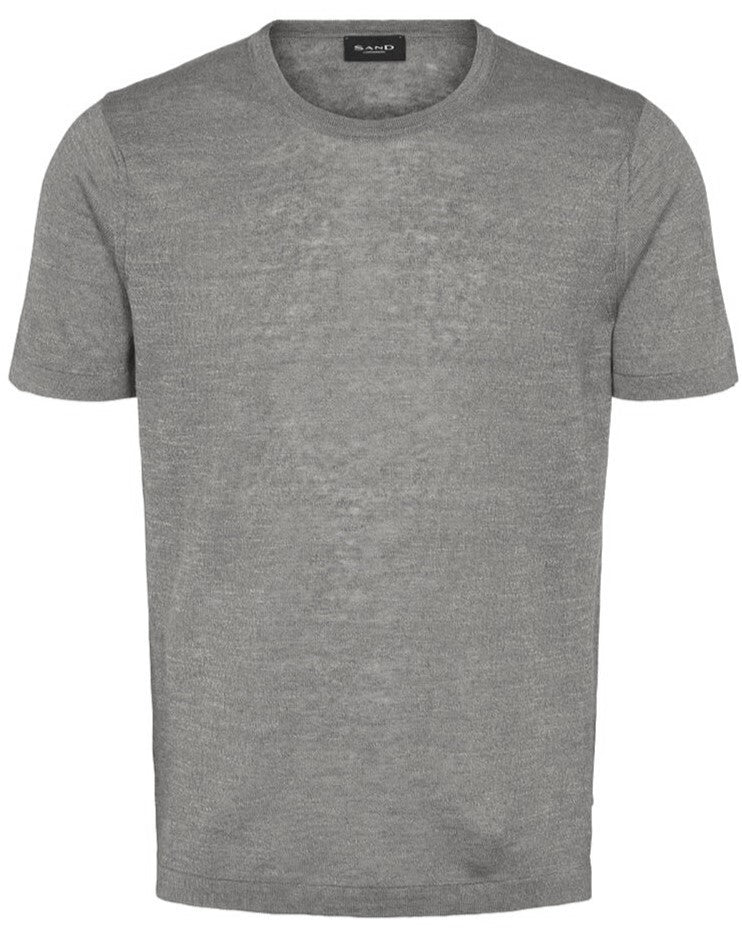Italian Linen Crew T-Shirt - Grey