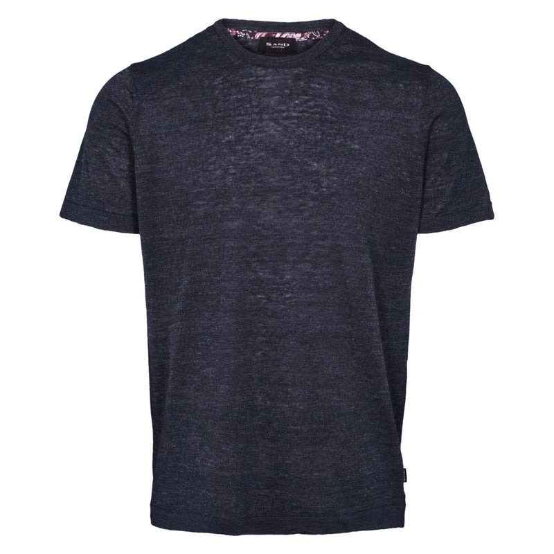 Italian Linen Crew T-Shirt - Navy