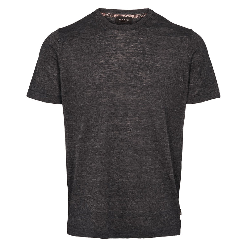 Linen Crewneck T-Shirt - Ebony Black