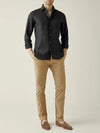 Solid Linen Long Sleeve Shirt - Black