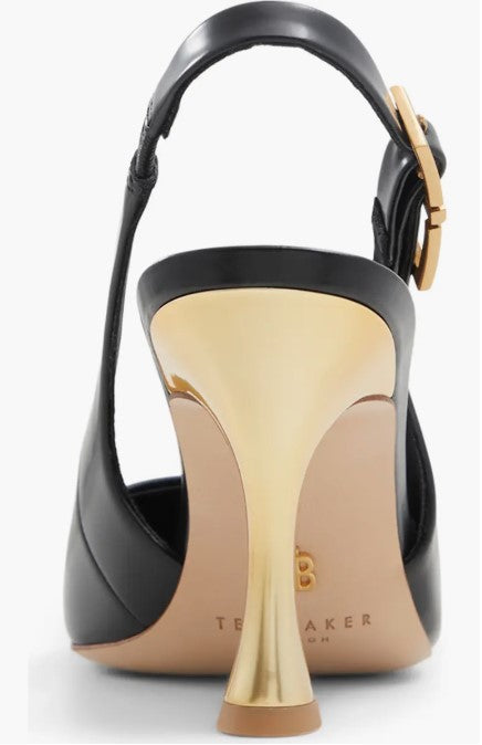 Leather Slingback Pointed Toe Pumps - Black
