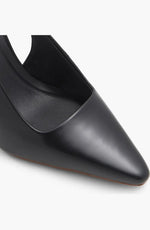 Leather Slingback Pointed Toe Pumps - Black