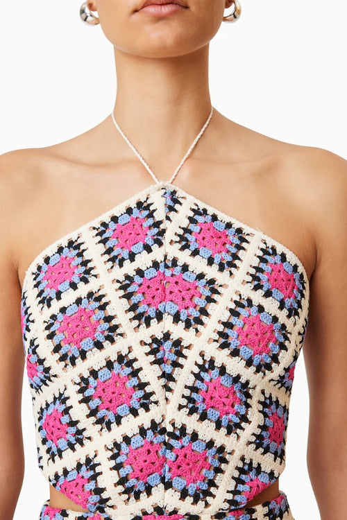 Crochet Halter Cut Out Dress - Multi