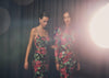 Floral Sequin Mesh Gown - Black Mix