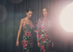 Floral Sequin Mesh Gown - Black Mix