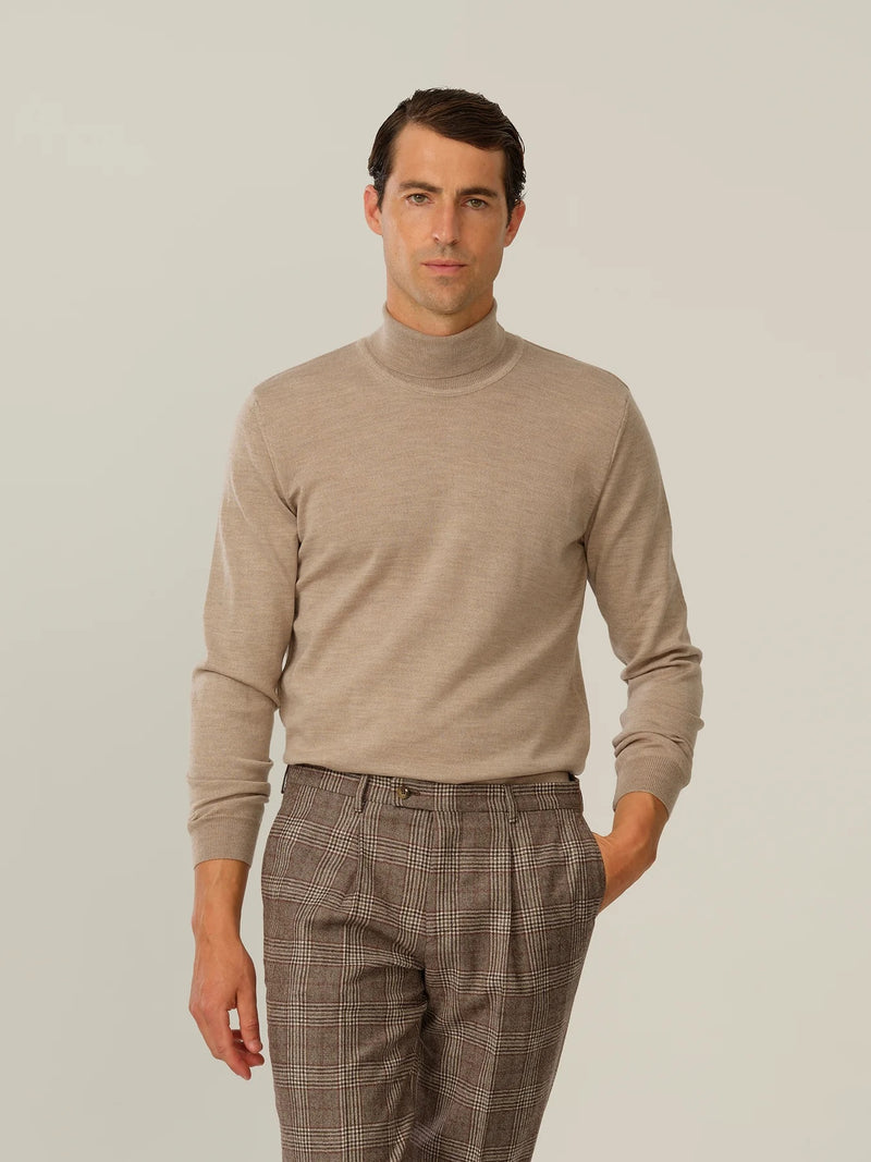 Extra Fine Merino Wool Turtleneck - Oyster - WINTER