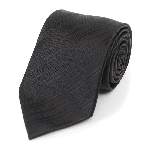 Tonal Striped Woven Tie - Black