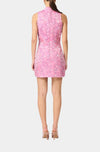 Jacquard Shift Floral Mini Dress - Pink/Purple
