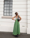 Colorblock V-Neck Maxi Dress - Green