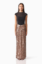 Gown with Jersey Bodice & Sequin Skirt - Cocoa