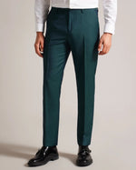 Slim Italian Wool Tonic Trousers - Teal Blue