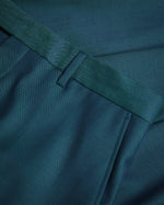 Slim Italian Wool Tonic Trousers - Teal Blue