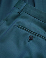 Slim Italian Wool Tonic Trousers - Teal Blue