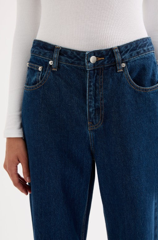 Organic Split Hem Denim - Denim Blue