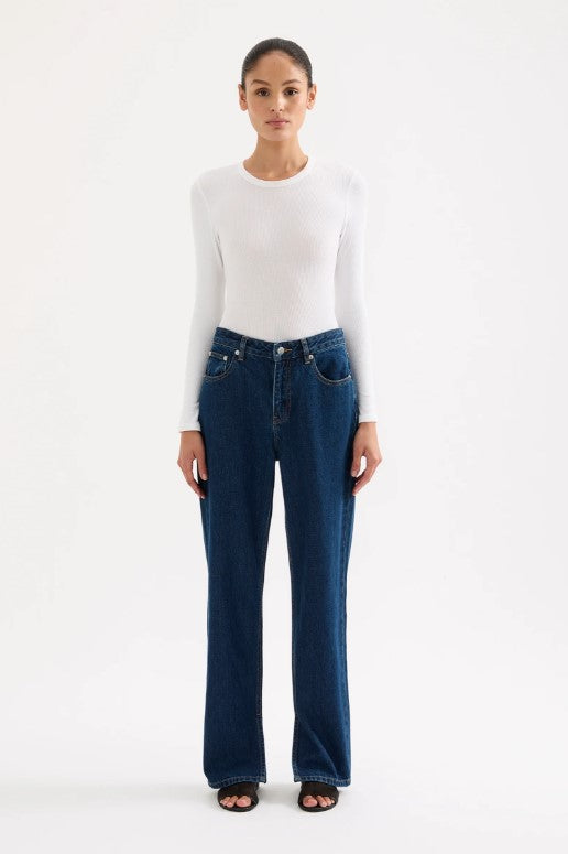 Organic Split Hem Denim - Denim Blue