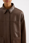 Vegan Leather Utility Jacket - Chocolate