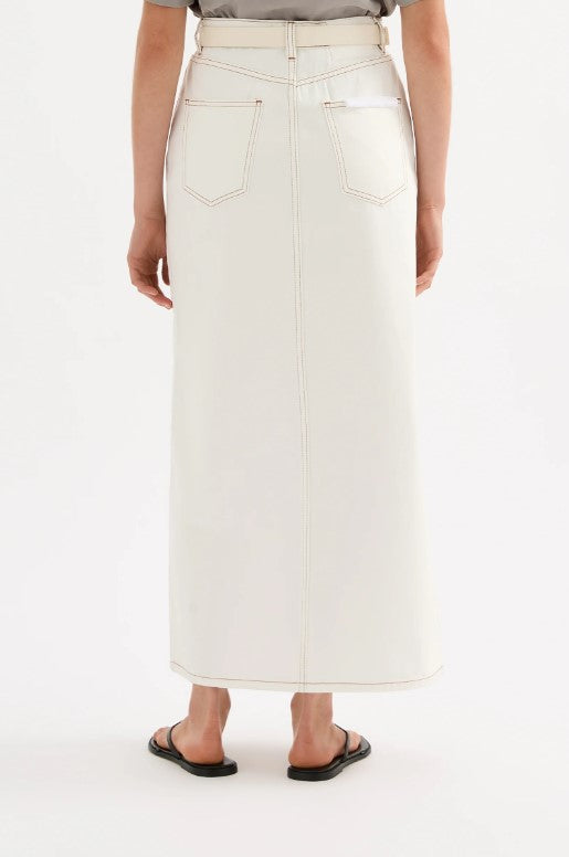 Organic Cotton Denim Maxi Skirt - Salt