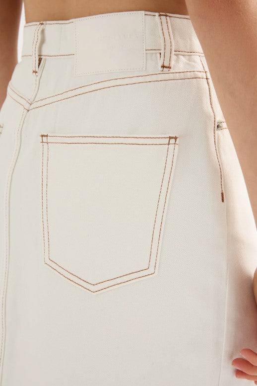 Organic Cotton Denim Maxi Skirt - Salt