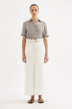 Organic Cotton Denim Maxi Skirt - Salt