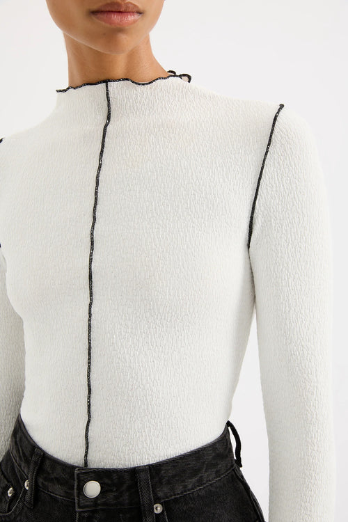 Textured Jersey Stitch Top - Salt