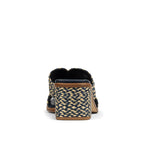 Two-Tone Woven Raffia Sandals - Navy