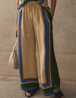 Relaxed Wide Leg Pants - Stripe Print