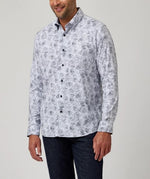 Floral Outline Print Long Sleeve Shirt - White