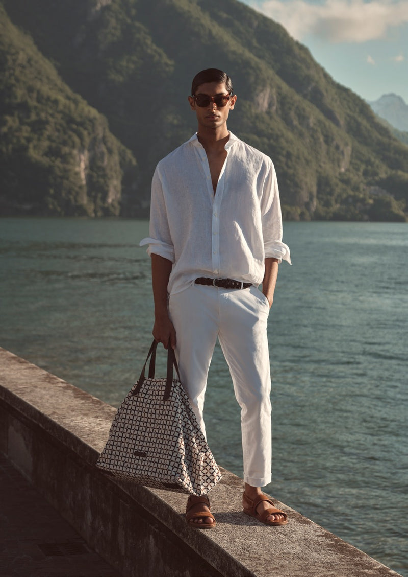 Structured Cotton Trousers - White