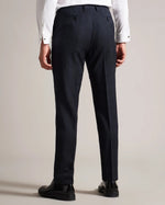 Slim Tonal Check Trousers - Navy