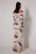Off Shoulder Print Dress - Watercolor Bloom