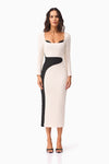 Textured Colorblock Long Sleeve Midi - Black/Ivory