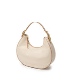 Large Half Moon Leather Bag - Ecru